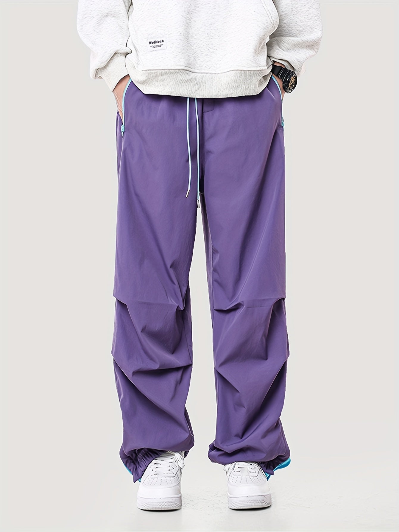 Neon Purple Oversized Techwear Parachute Pants