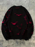Y2K Punk Distressed Black & Red Layered Knit Sweater