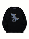 Oversized Dinosaur Embroidered Crewneck Sweater