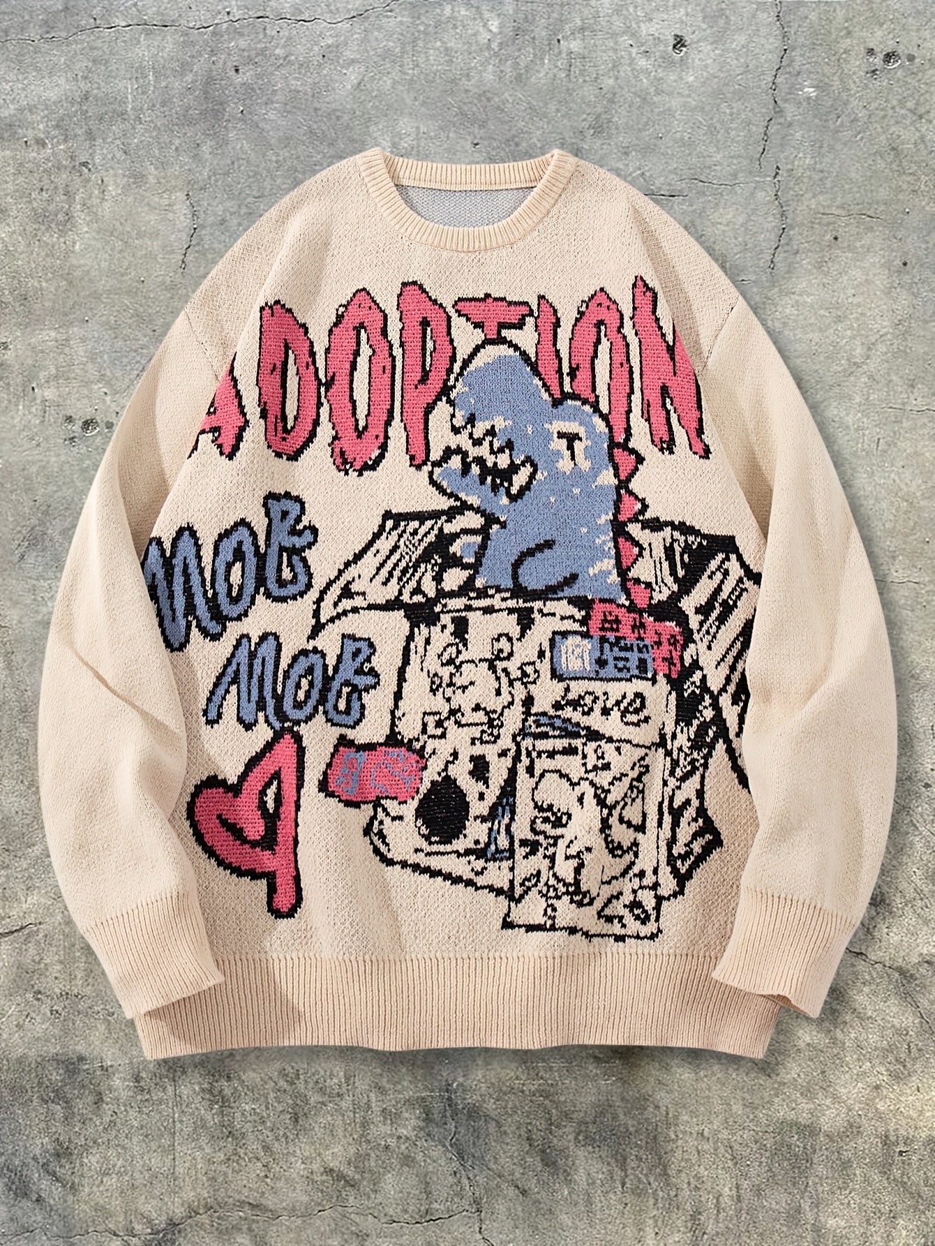 ADOPTION MOB Dinosaur Oversized Knit Sweater