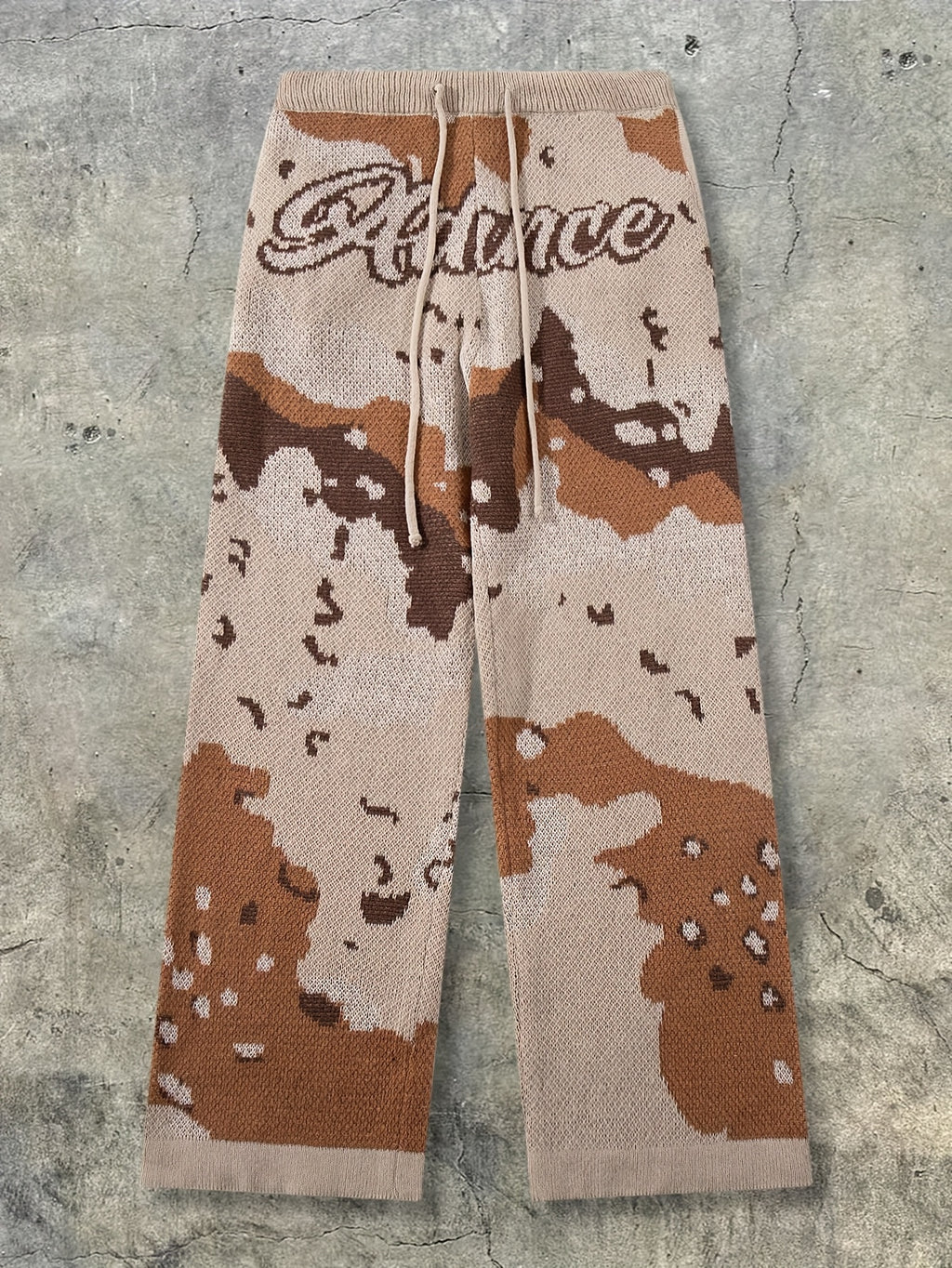Desert Camo Knit Oversized Wide-Leg Pants