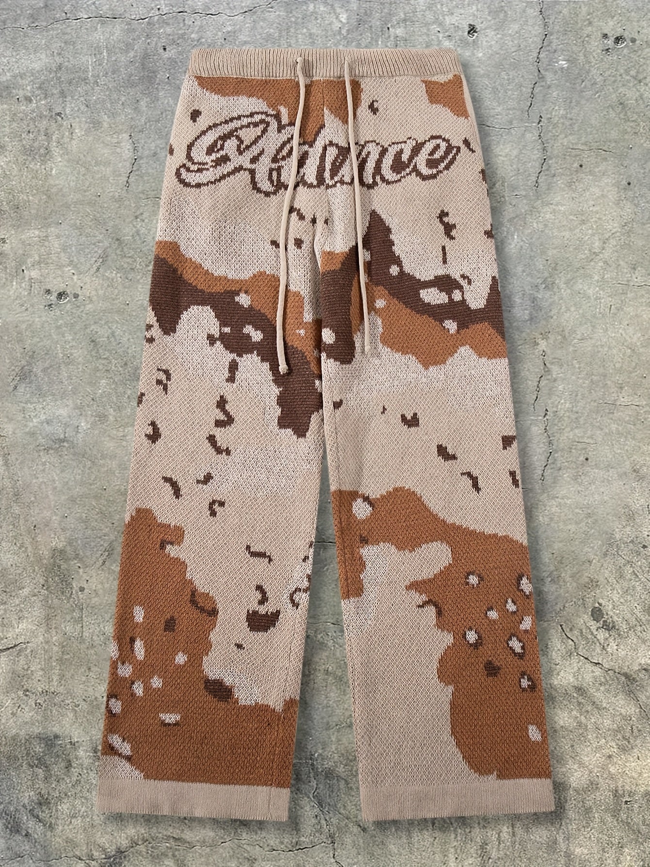 Desert Camo Knit Oversized Wide-Leg Pants