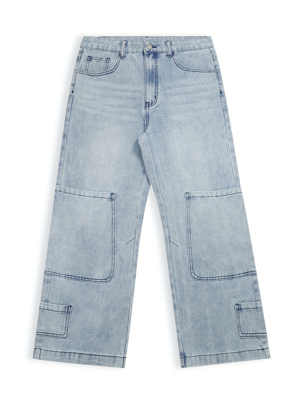 Y2K Light Wash Wide-Leg Cargo Jeans