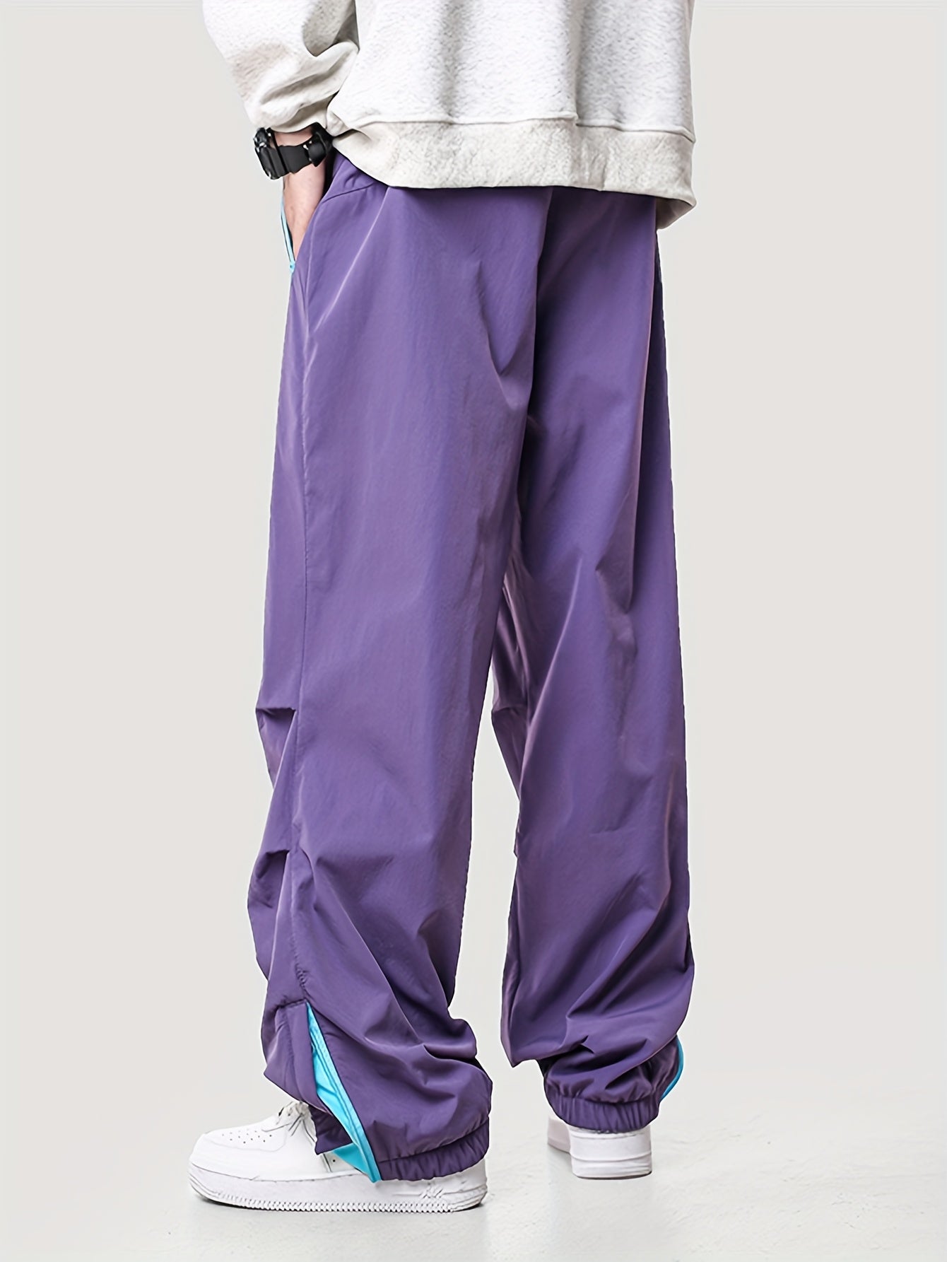 Neon Purple Oversized Techwear Parachute Pants