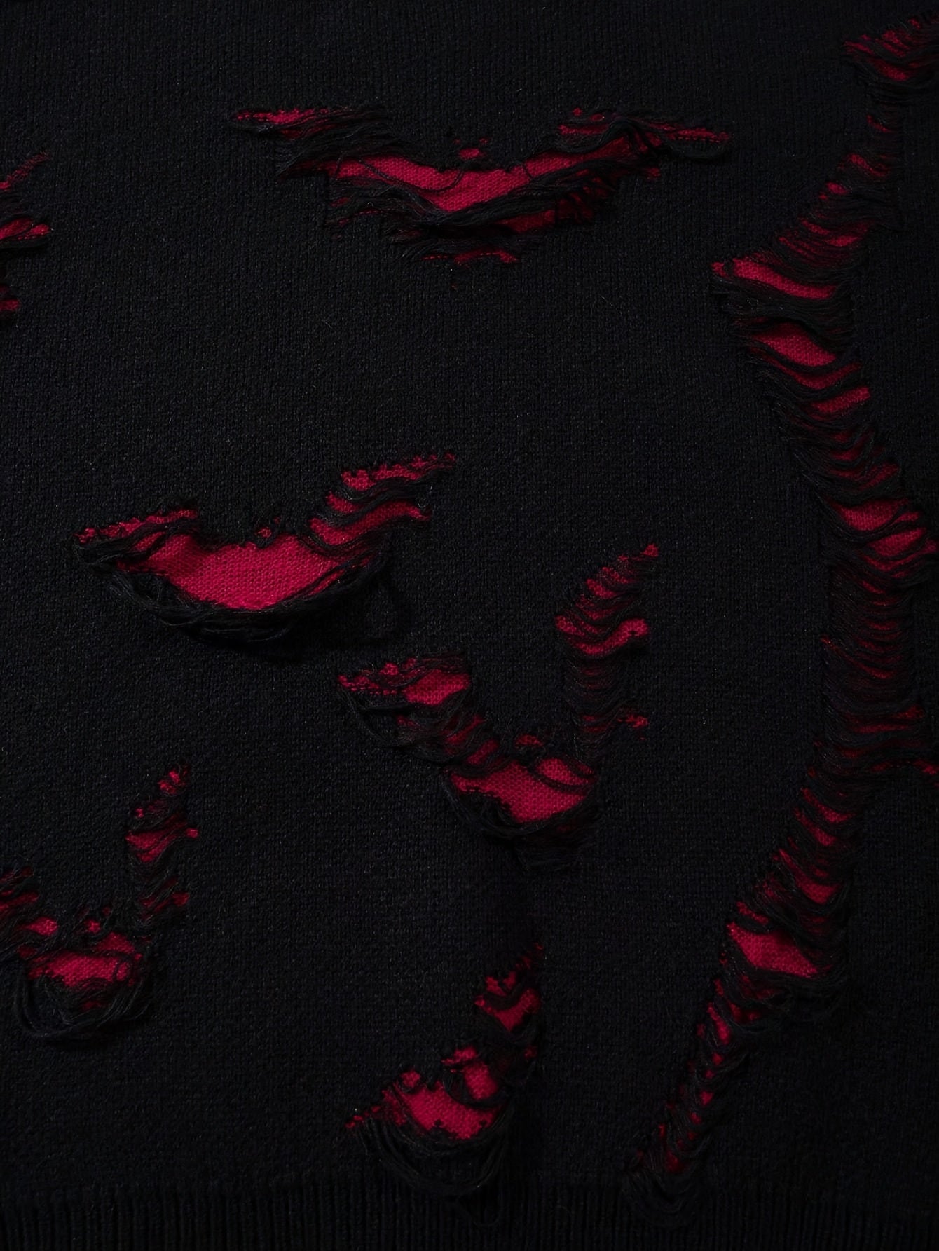 Y2K Punk Distressed Black & Red Layered Knit Sweater