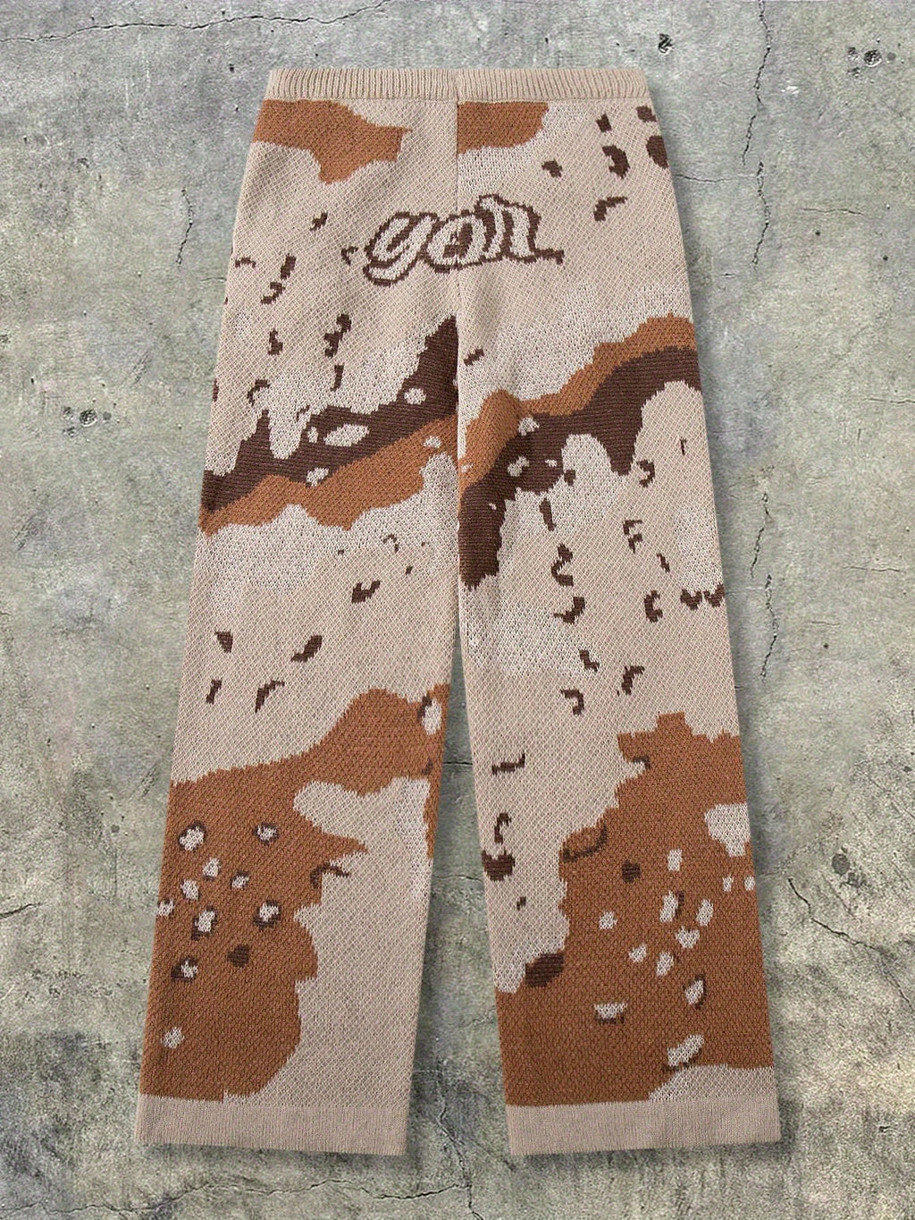 Desert Camo Knit Oversized Wide-Leg Pants