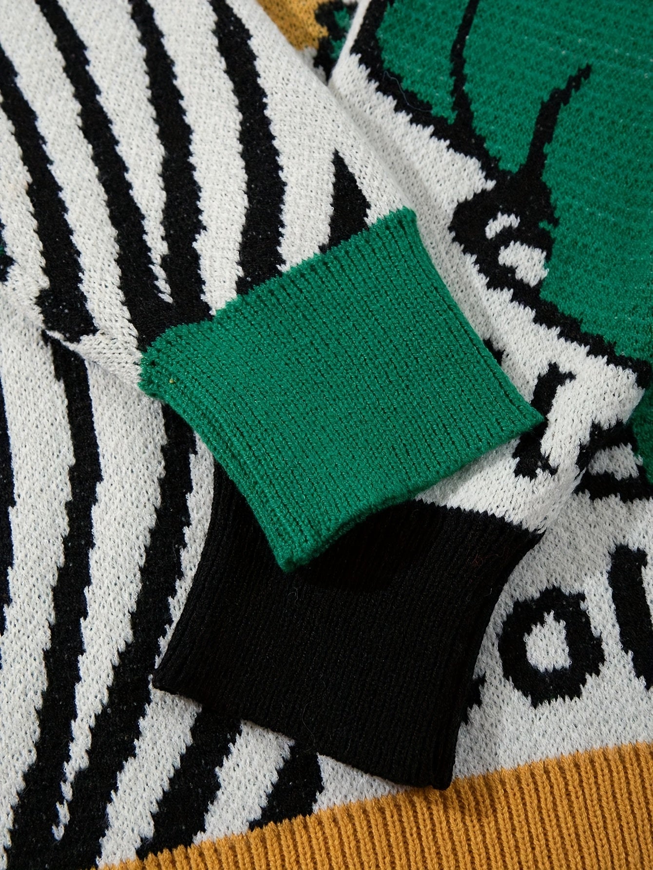 Collapse Dinosaur Patchwork Oversized Knit Sweater
