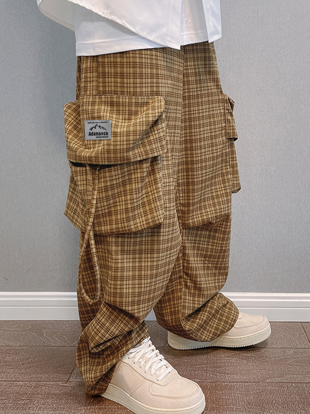 Adamance Retro Plaid Oversized Cargo Pants