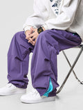 Neon Purple Oversized Techwear Parachute Pants
