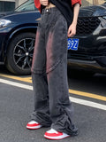Grunge Red-Gradient Oversized Distressed Jeans