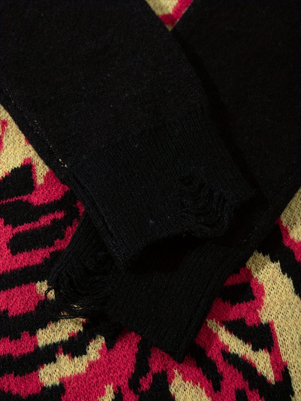 XPLOD Flame Jacquard Distressed Knit Sweater