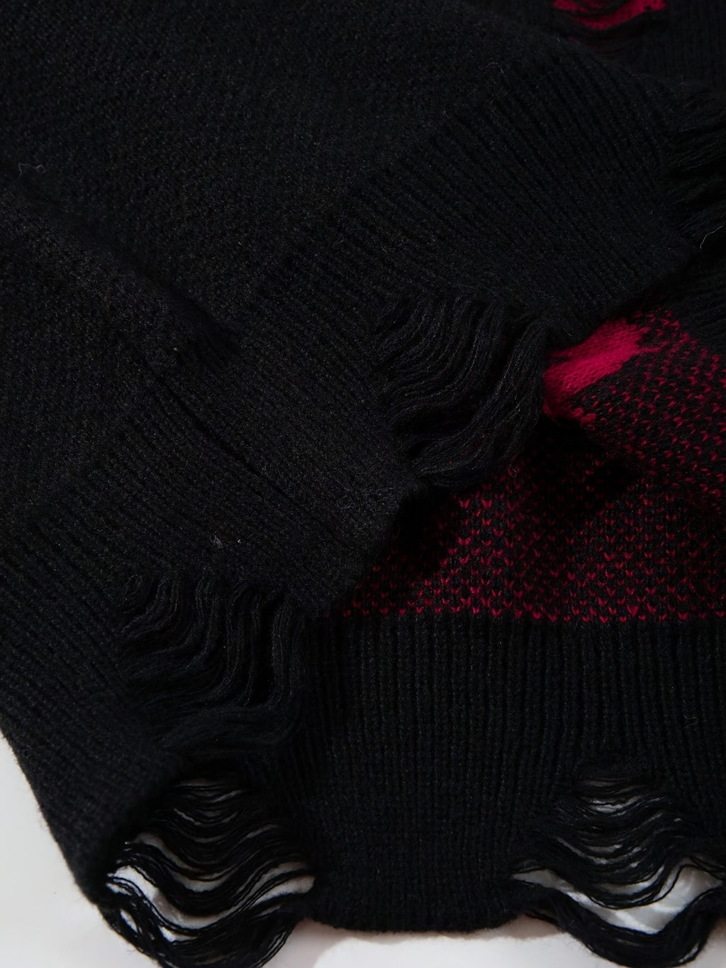 Y2K Punk Distressed Black & Red Layered Knit Sweater