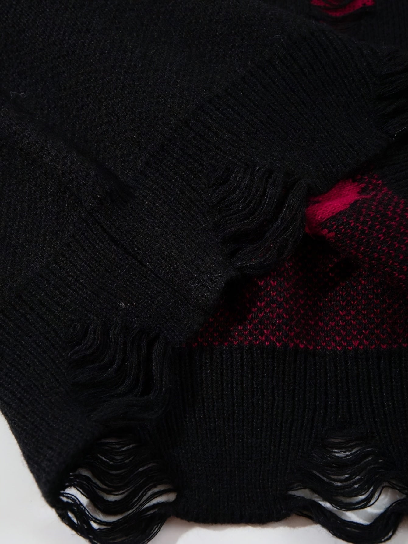 Y2K Punk Distressed Black & Red Layered Knit Sweater