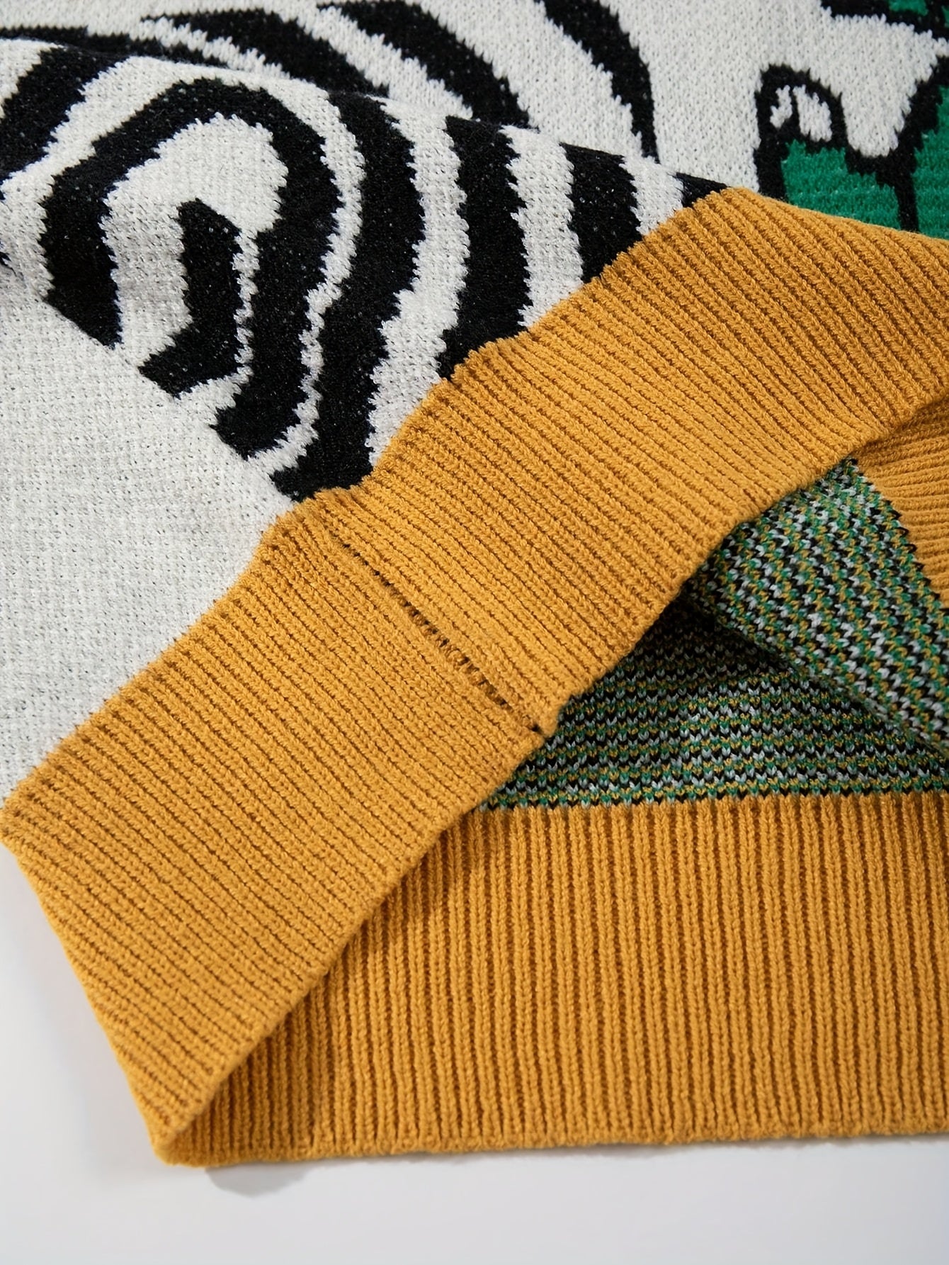 Collapse Dinosaur Patchwork Oversized Knit Sweater