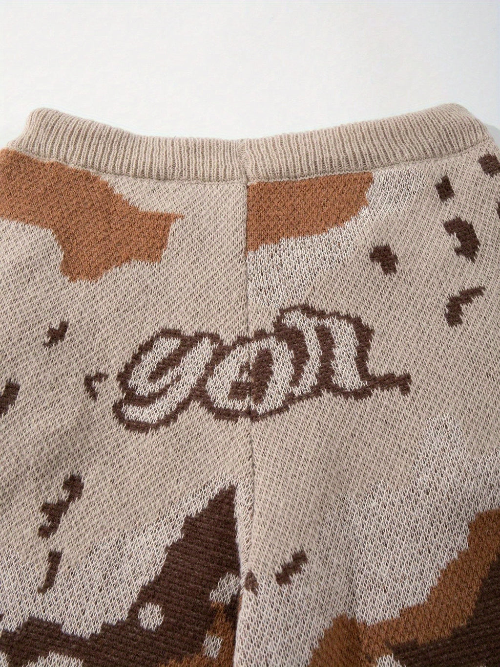 Desert Camo Knit Oversized Wide-Leg Pants