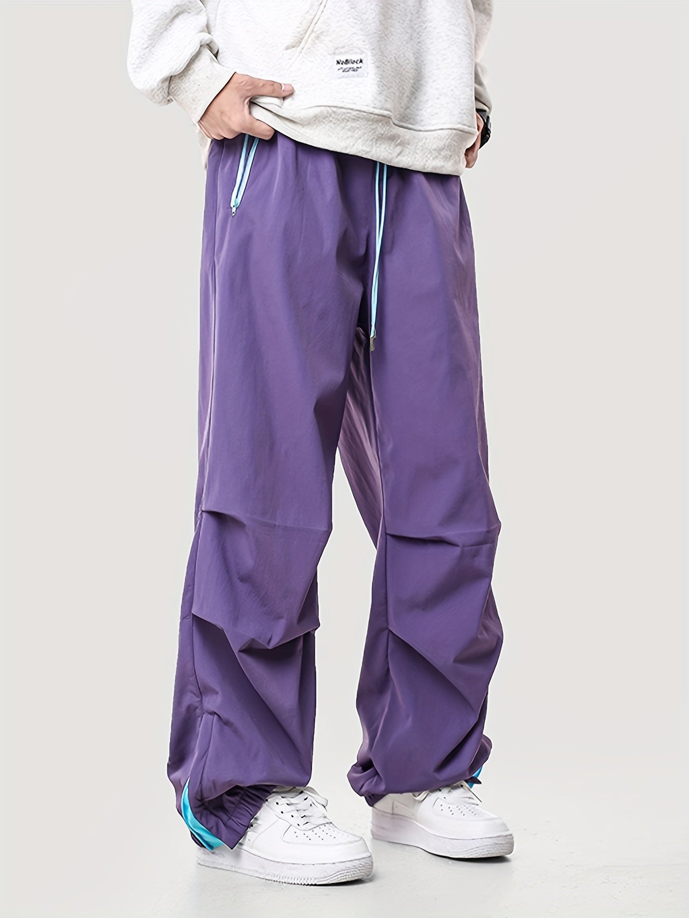 Neon Purple Oversized Techwear Parachute Pants
