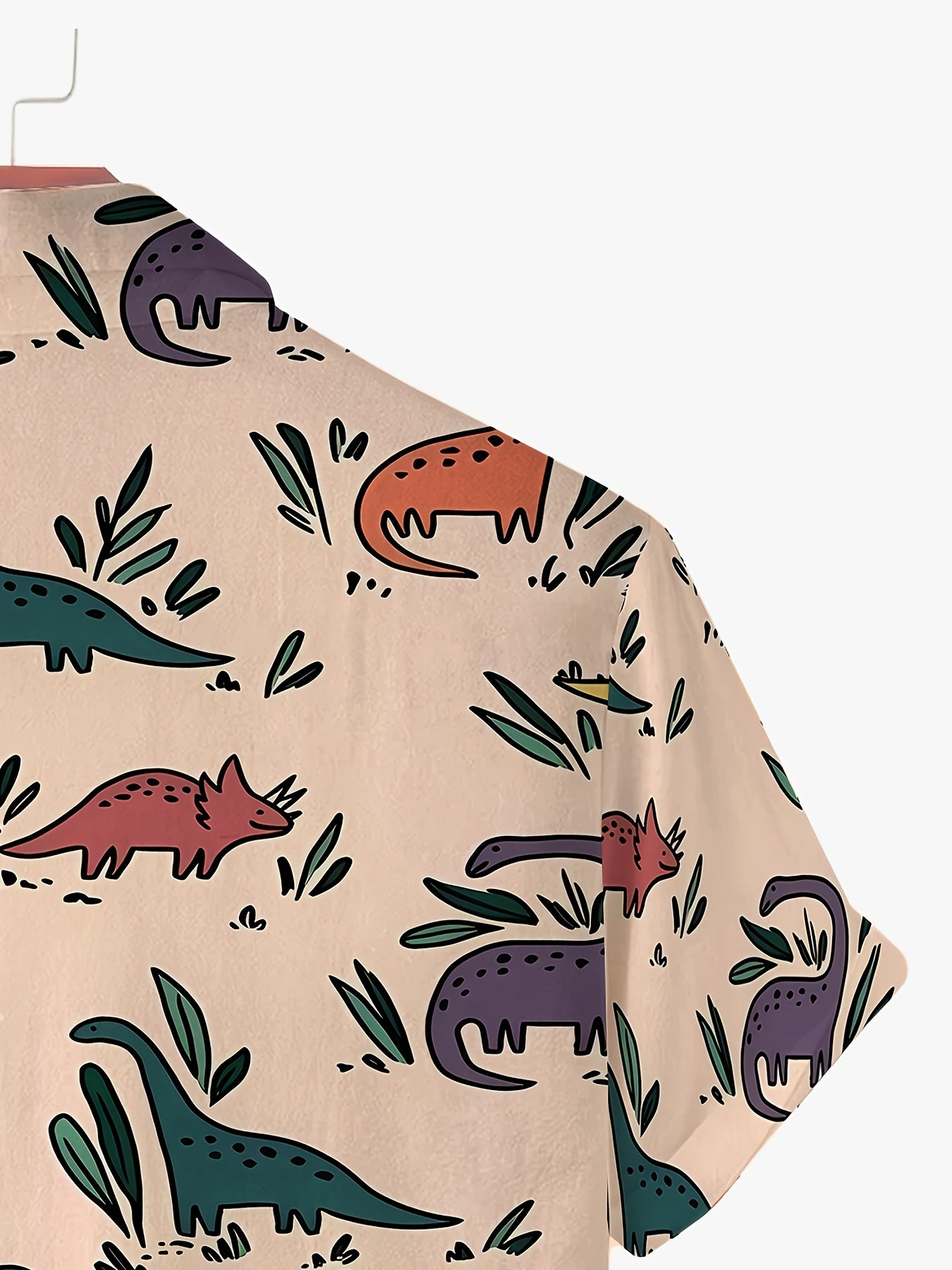 Playful Dinosaur Print Short-Sleeve Hawaiian Shirt