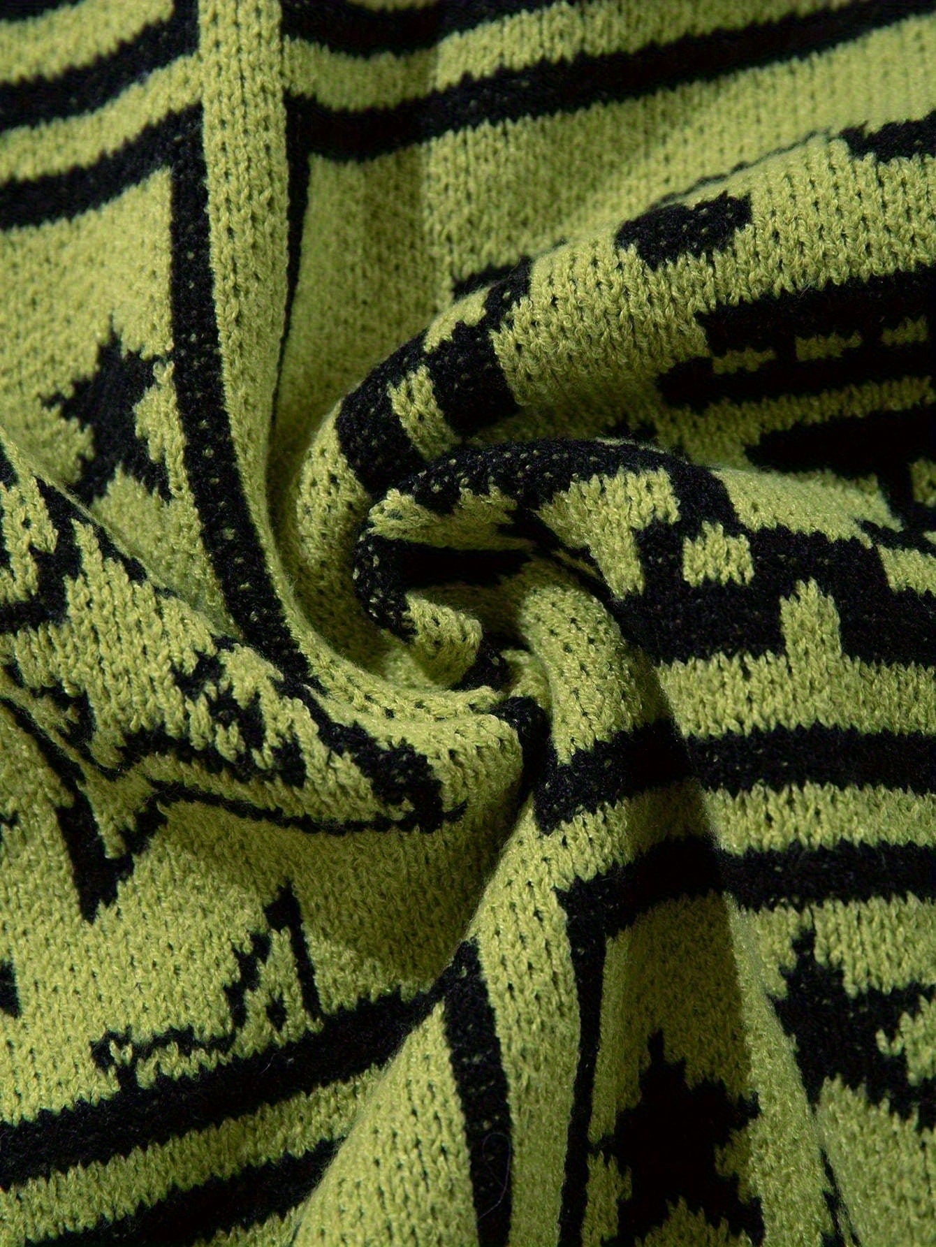 Pixel Patchwork Y2K Oversized Knit Cardigan