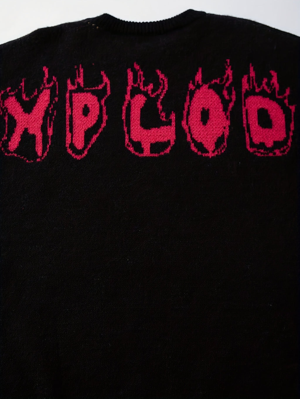 XPLOD Flame Jacquard Distressed Knit Sweater