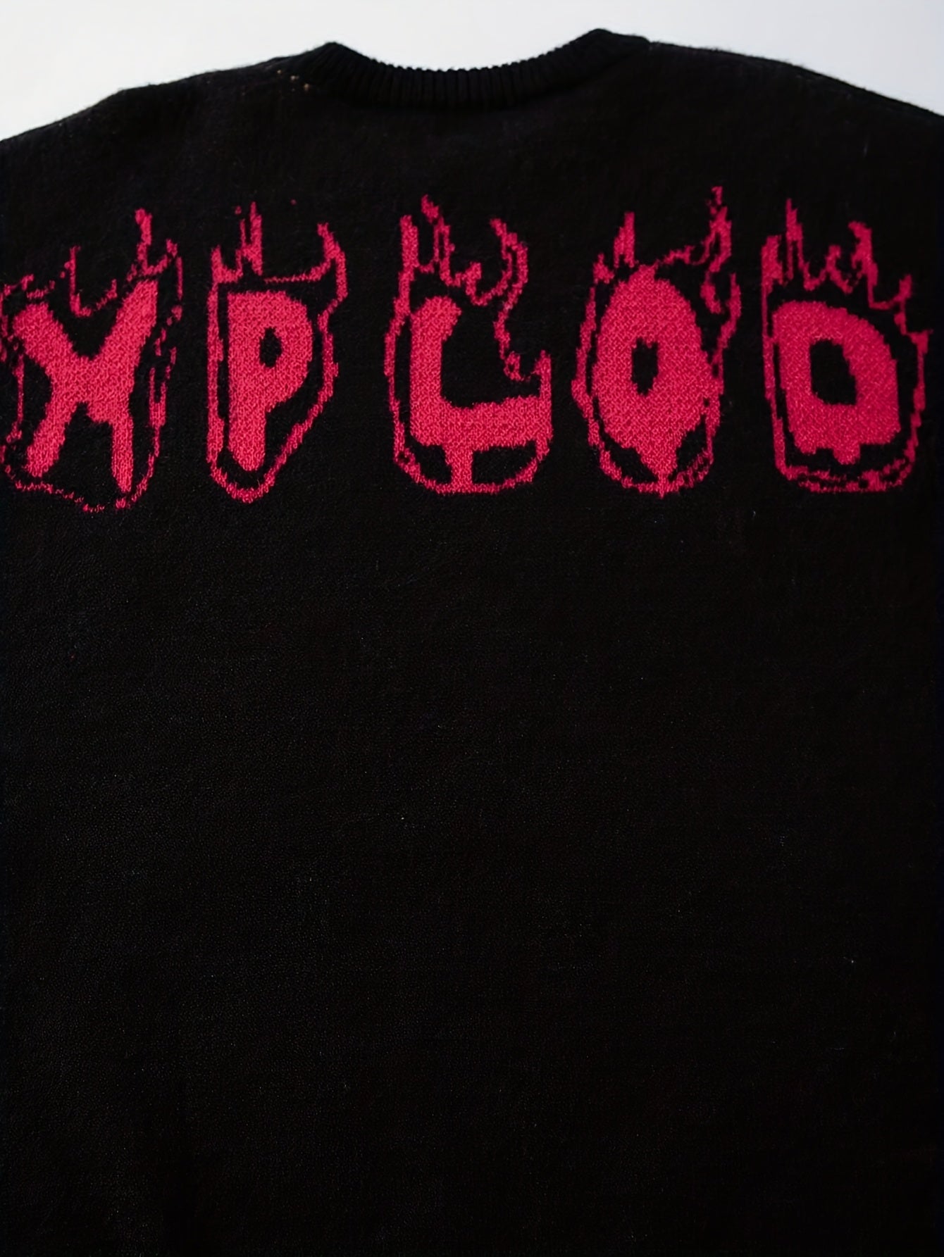 XPLOD Flame Jacquard Distressed Knit Sweater