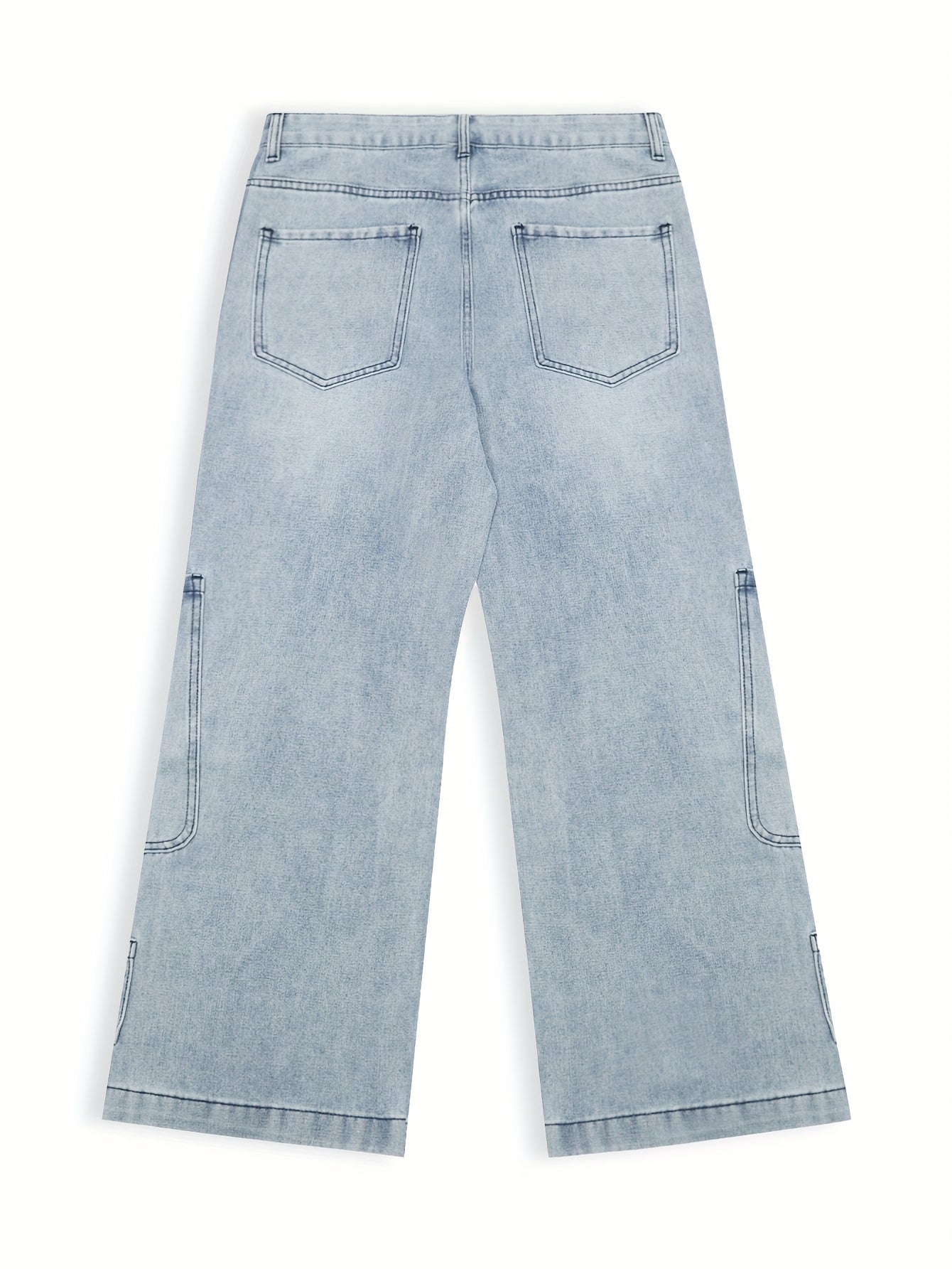 Y2K Light Wash Wide-Leg Cargo Jeans