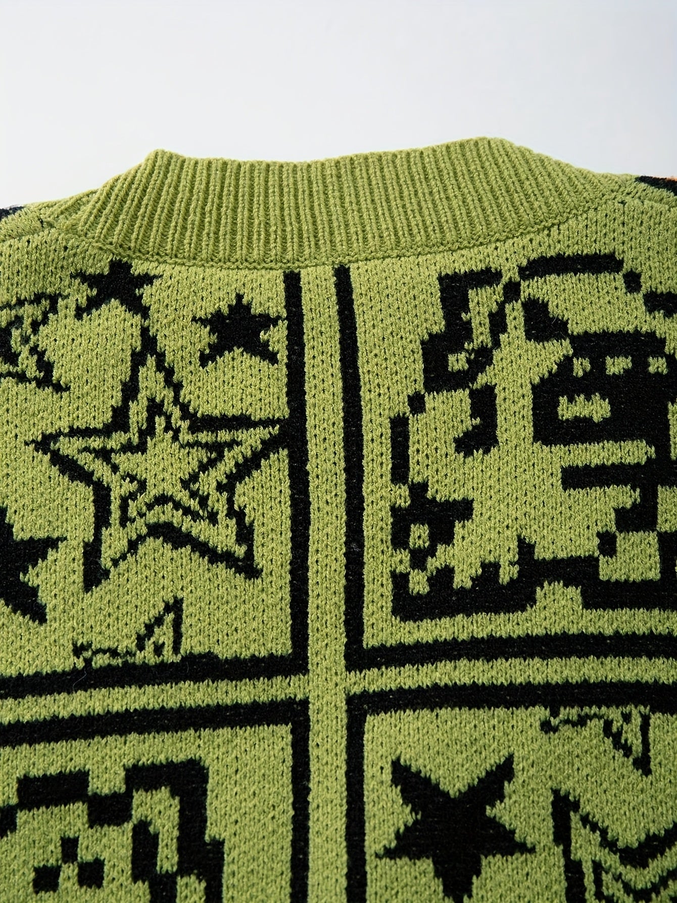 Pixel Patchwork Y2K Oversized Knit Cardigan