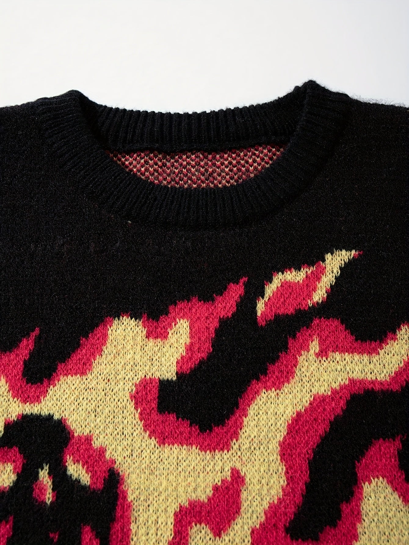 XPLOD Flame Jacquard Distressed Knit Sweater