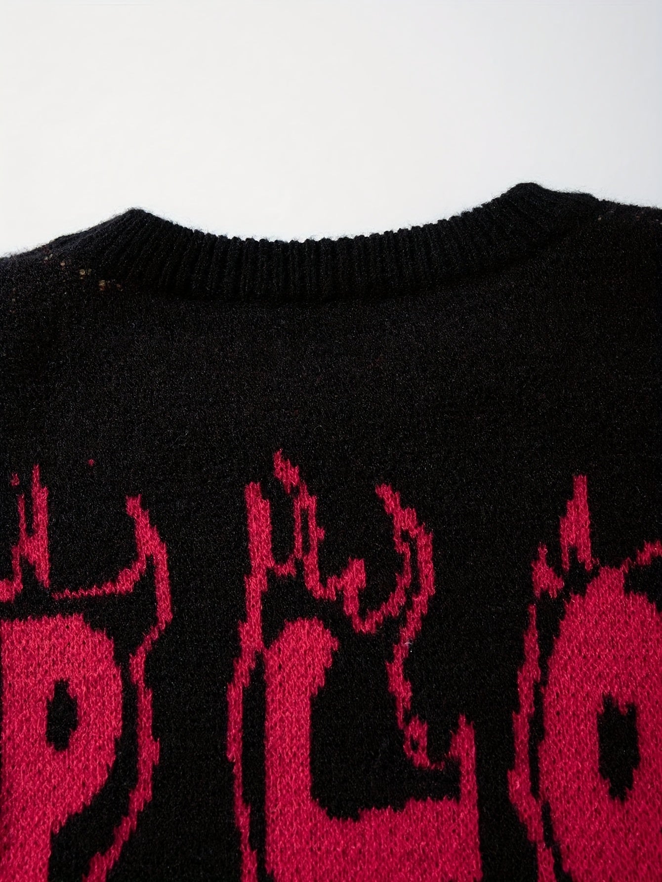 XPLOD Flame Jacquard Distressed Knit Sweater